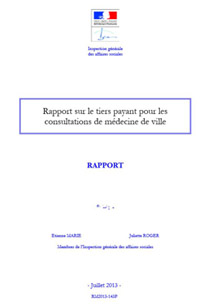 "Rapport sur le tiers payant pour les consultations de médecine de ville", rapport de l'Inspection générale des Affaires sociales (IGAS)